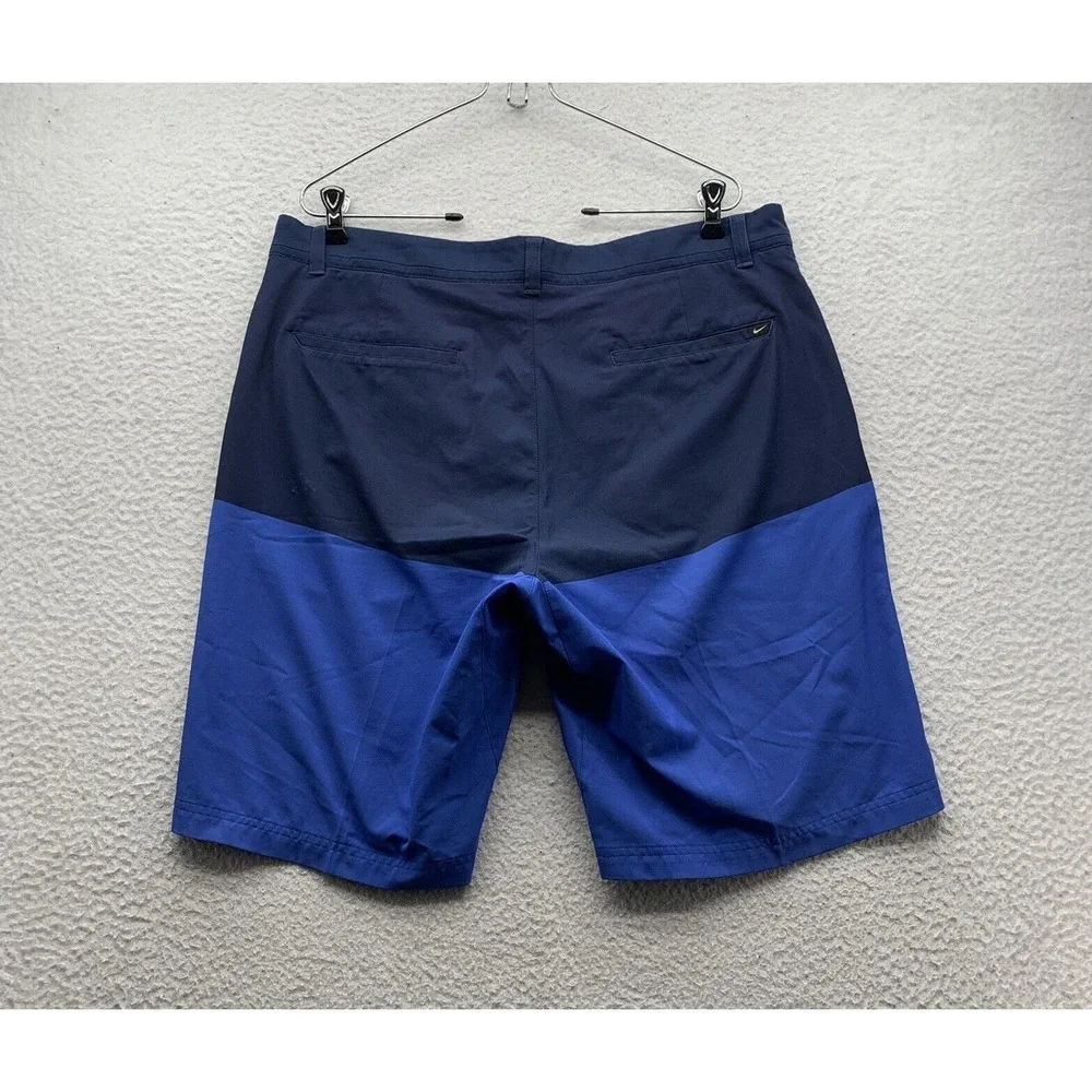 Nike Golf Shorts Mens 37x11 (Tag 34) Standard Fit Chino‎ Wicking Blue Colorblock